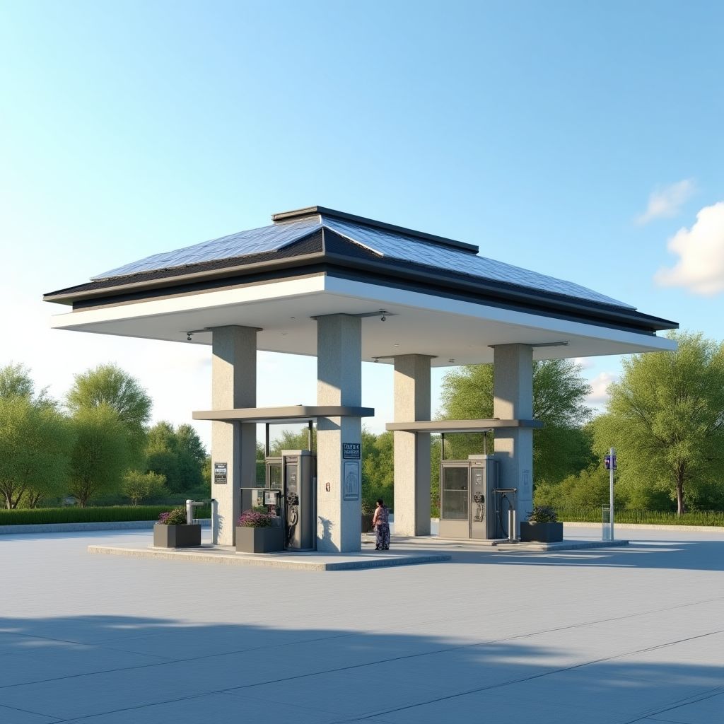 Estación con paneles solares integrados