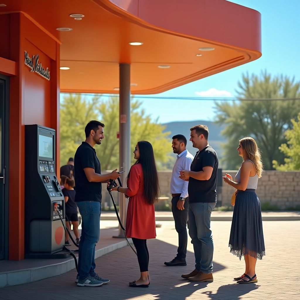 Estación de servicio integrada con la comunidad local